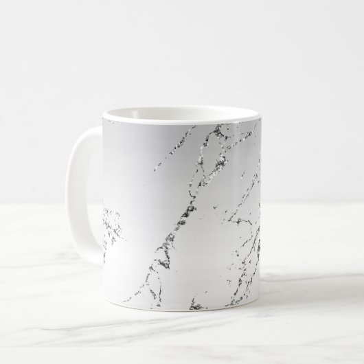 Grijs Zilver Glitzy Nep Glitters Koffiemok (Voorkant links)