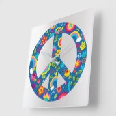 Grijs Zilver Holografische Vrede Liefde Vierkante Klok (Hoek)