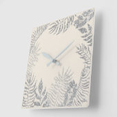 Grijs Zilver Ivoor Metallic Palm Botanische Pastel Vierkante Klok (Hoek)
