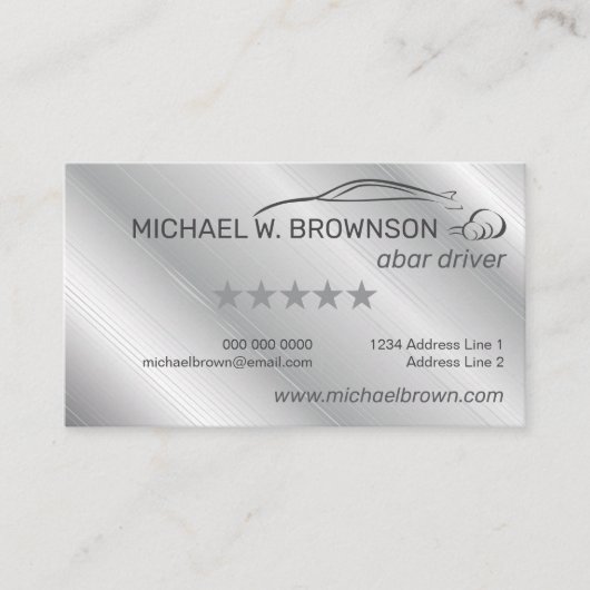 Grijs Zilver Minimal Driver auto Visitekaartje (Voorkant)