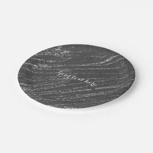 Grijs & Zilver Modern Marmeren Glam Stripe Party Papieren Bordje