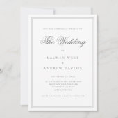 Grijs Zilver Modern Minimalist De bruiloft van Inv Kaart (Voorkant)