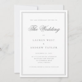 Grijs Zilver Modern Minimalist De bruiloft van Inv Kaart