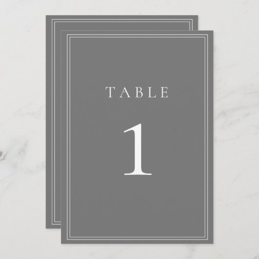 Grijs Zilver Modern Minimalistisch Tafelnummer (Voorkant / Achterkant)