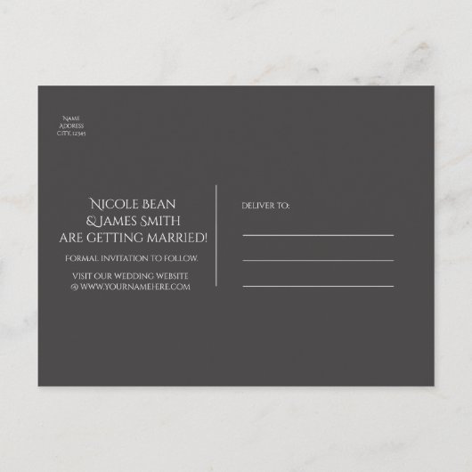 Grijs & Zilver Moderne Marmer Stripe sparen de Dat Aankondigingskaart (Achterkant)