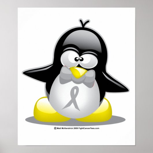 Grijs/Zilver Ribbon Penguin Poster (Voorkant)