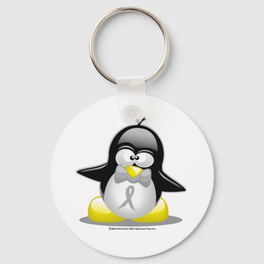 Grijs/Zilver Ribbon Penguin Sleutelhanger (Voorkant)