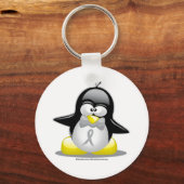 Grijs/Zilver Ribbon Penguin Sleutelhanger (Voorkant)