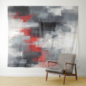 Grijs, zilver & rood wandkleed (In Situ (horizontaal))