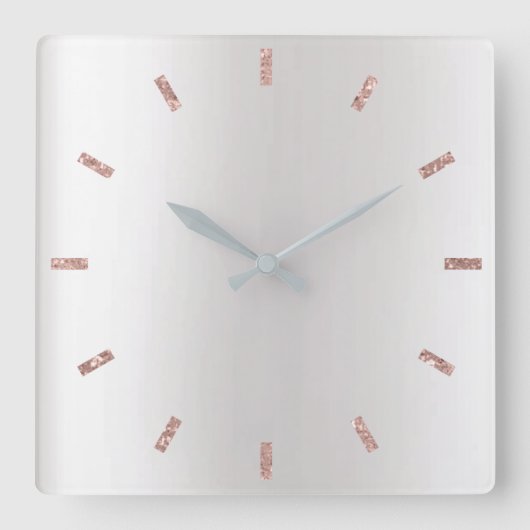 Grijs zilver Roos Blush roze ombre Minimale zwart Vierkante Klok (Voorkant)