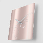 Grijs Zilver Roos Pastel Kristallen Infinity Diamo Vierkante Klok (Hoek)