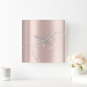 Grijs Zilver Roos Pastel Kristallen Infinity Diamo Vierkante Klok (Huis)