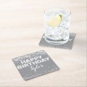 Grijs Zilver Verjaardagsfeest Kartonnen Onderzetters (Insitu)