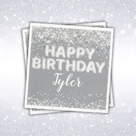 Grijs Zilver Verjaardagsfeest Servet