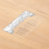 Grijs zilveren agaat Eerste Heilige Communie Acryl Uitnodigingen (Laagn)