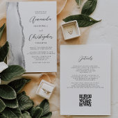 Grijs Zilveren Agaat QR Code Wedding Kaart