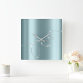 Grijs Zilveren Blauwe Kristallen Infinity Diamante Vierkante Klok (Huis)