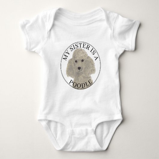 Grijs Zilveren Poedel Hond Grote Zus Romper (Voorkant)