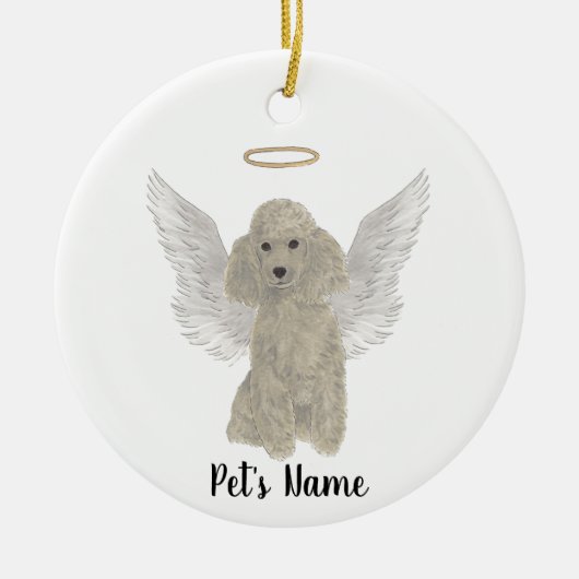 Grijs Zilveren Poodle Troost Herdenking Keramisch Ornament (Voorkant)