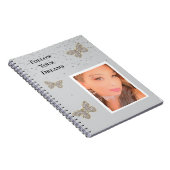 Grijs Zilveren Sparkle Vlinders Uw Foto Notitieboek (Rechterzijde)