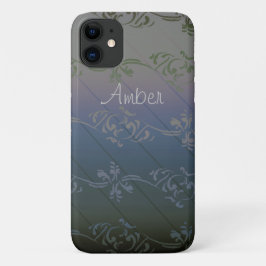Grijs Zilveren Verlopen Blad Patroon Persoonlijk Case-Mate iPhone Case