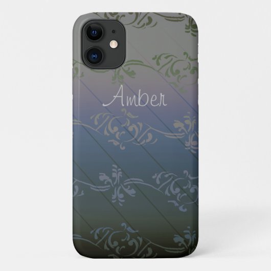 Grijs Zilveren Verlopen Blad Patroon Persoonlijk Case-Mate iPhone Case (Achterkant)