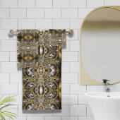 grijs zilvergoud en zwart decopatroon bad handdoek