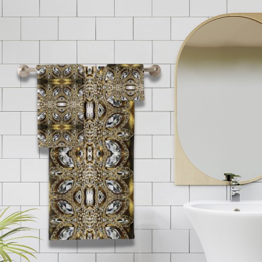 grijs zilvergoud en zwart decopatroon bad handdoek