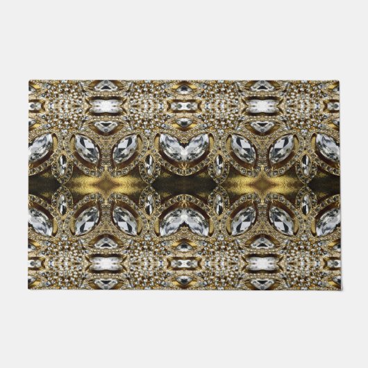 grijs zilvergoud en zwart decopatroon deurmat (Voorkant)