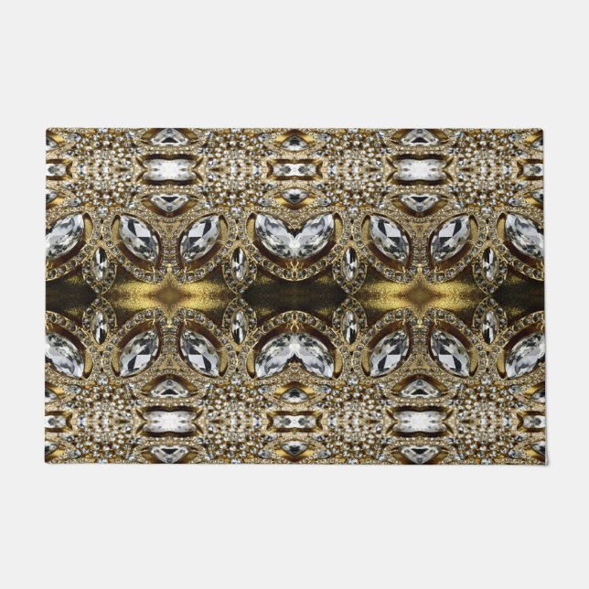 grijs zilvergoud en zwart decopatroon deurmat (Voorkant)