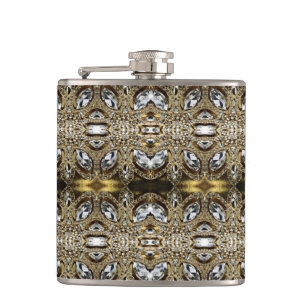 grijs zilvergoud en zwart decopatroon heupfles