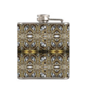 grijs zilvergoud en zwart decopatroon heupfles (Achterkant)