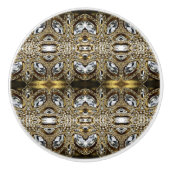 grijs zilvergoud en zwart decopatroon keramische knop (Voorkant)