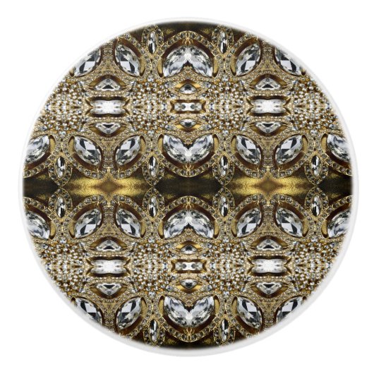 grijs zilvergoud en zwart decopatroon keramische knop (Voorkant)