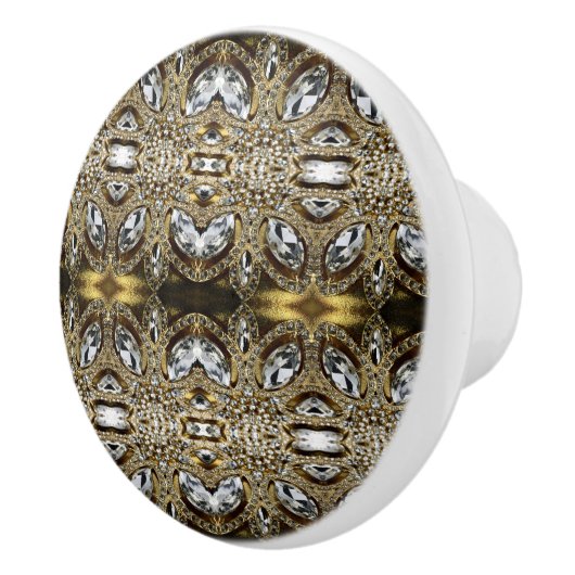 grijs zilvergoud en zwart decopatroon keramische knop (Rechts)