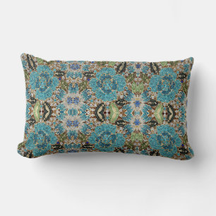 grijs zilverturquoise blauwgroen blauw bohemisch kussen