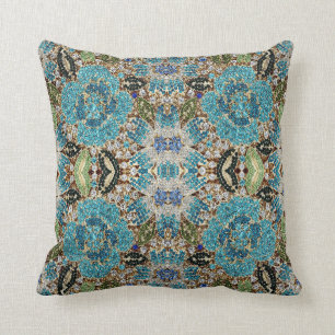 grijs zilverturquoise blauwgroen blauw bohemisch kussen