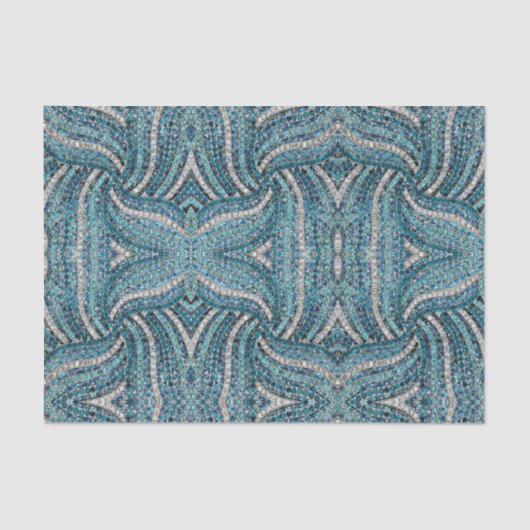 grijs zilverturquoise blauwgroen blauw bohemisch tissuepapier (Voorkant)