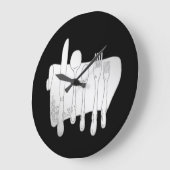 Grijs Zilverwerk op Zwarte Keuken Muurklok Grote Klok (Hoek)