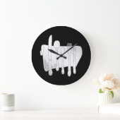 Grijs Zilverwerk op Zwarte Keuken Muurklok Grote Klok (Huis)