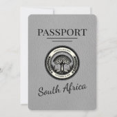 Grijs Zuid-Afrika Paspoort bruiloft uitnodiging (Achterkant)