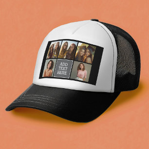 Grijs Zwart 5 Fotocollage met Tekst Trucker Pet
