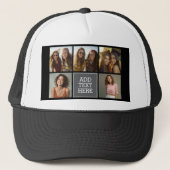 Grijs Zwart 5 Fotocollage met Tekst Trucker Pet (Voorkant)