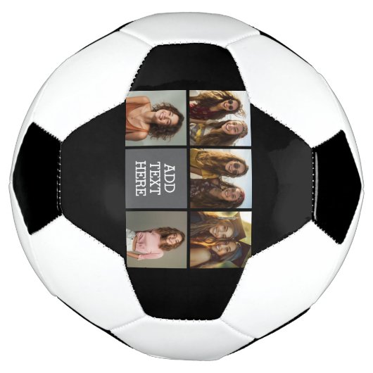 Grijs Zwart 5 Fotocollage met Tekst Voetbal (Gedraaid)