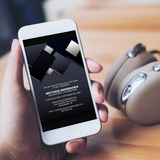 Grijs Zwart 75e Cocktail Verjaardagsfeest Kaart