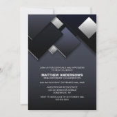 Grijs Zwart 95e Cocktail Verjaardagsfeest Kaart (Voorkant)