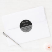 Grijs zwart adreslabel ronde sticker (Envelop)