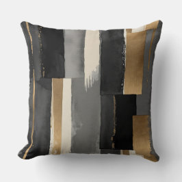 Grijs zwart beige en brons abstract kussen