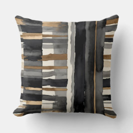 Grijs zwart beige en brons abstract kussen