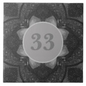 Grijs Zwart Bloemen Potlood Patroon Muur Tegel Hui Tegeltje (Voorkant)